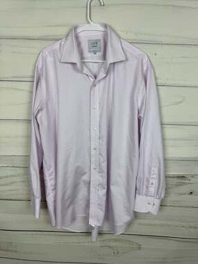Ledbury Classic Fit Pink and White Micro Check Dress Shirt 17 1/2 XL
